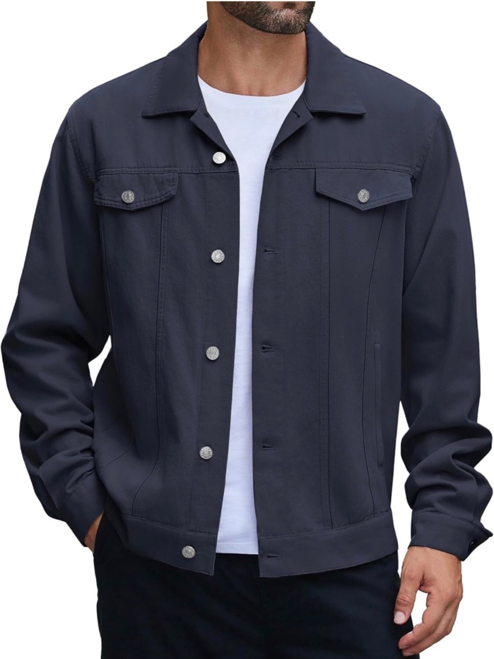 COOFANDY Men's Cotton Denim Lightweight Trucker Jacket. Sz S.